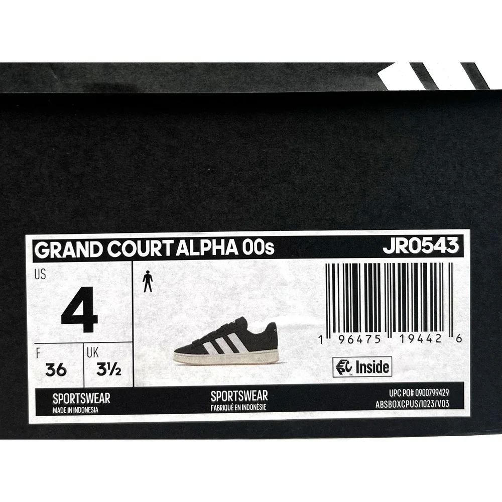 Adidas Grand Court Alpha Mens Youth Boys Classic Style Shoes Size 4 Black White‎